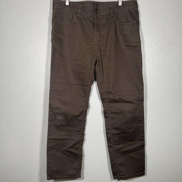 PrAna Men's Bridger Jean Mud Taupe Brown Pants 36 x 30 Stretch Slim Fit Organic - Picture 2 of 8